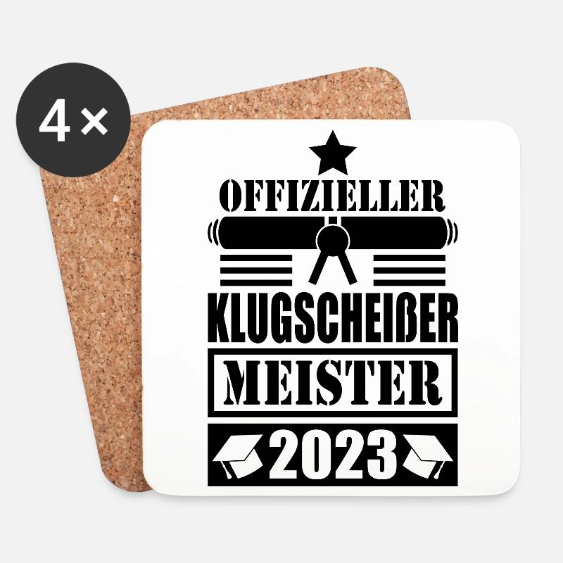 Meister Abschluss 2023 Offizieller Klugscheißer - Untersetzer (4er-Set) - Weiß
