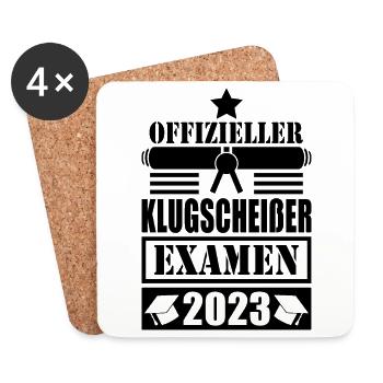 Examen Abschluss 2023 offizieller Klugscheißer - Untersetzer (4er-Set) - Weiß - Vorne