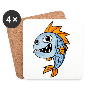 Piranha Fish Piranhas Sea Dangerous Gift - Coasters (set of 4) - white - Front