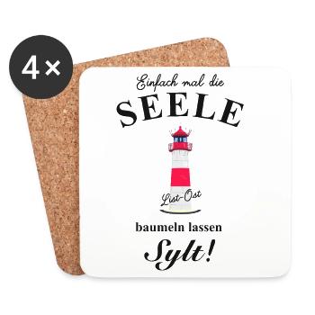 Seele baumeln lassen auf Sylt, Zeichnung List-Ost - Untersetzer (4er-Set) - Weiß - Vorne