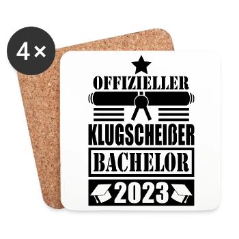 Bachelor Abschluss 2023 offizieller Klugscheißer - Untersetzer (4er-Set) - Weiß - Vorne
