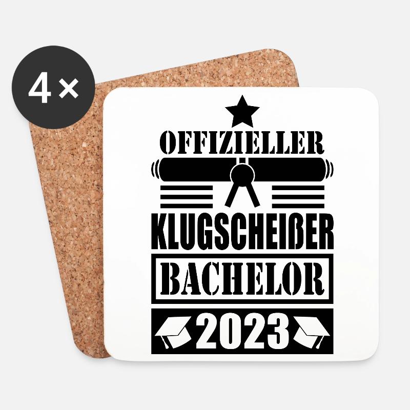 Bachelor Abschluss 2023 offizieller Klugscheißer - Untersetzer (4er-Set) - Weiß
