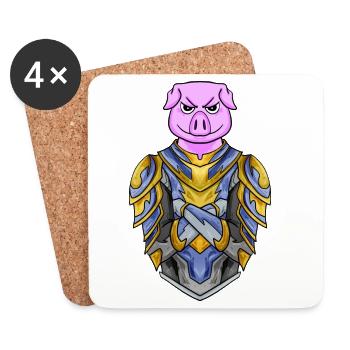 Ritter Schwein cool - Untersetzer (4er-Set) - Weiß - Vorne