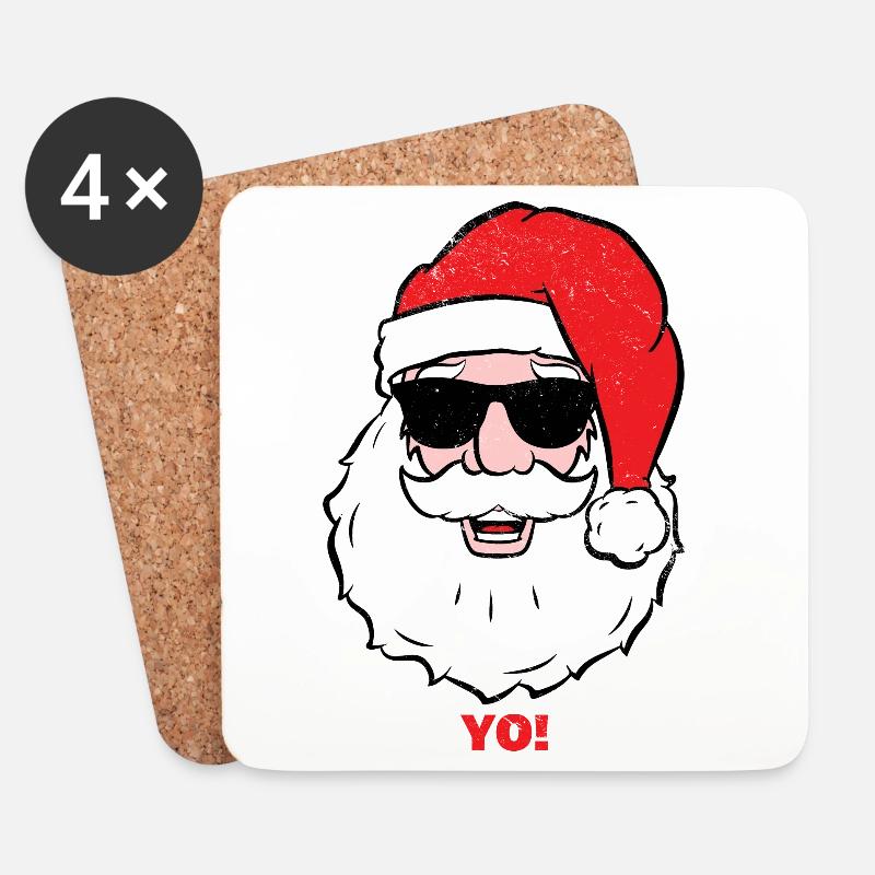 Weihnachtsmann - YO! - Lustiger Weihnachtsmann - Untersetzer (4er-Set) - Weiß