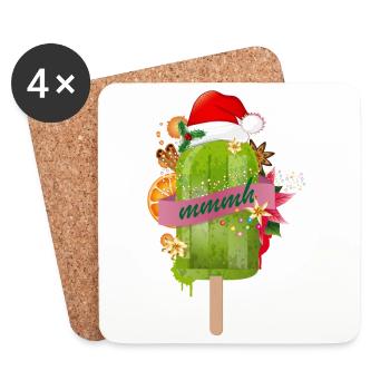 crème glacée vert vif à la mode pour Noël - Dessous de verre (lot de 4) - blanc - Devant