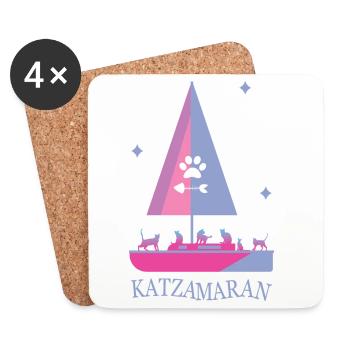 Katzamaran Boot - Untersetzer (4er-Set) - Weiß - Vorne