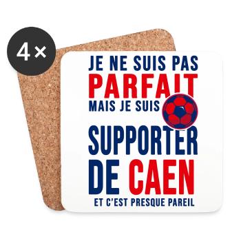 supporter football Caen Cadeau foot caennais - Dessous de verre (lot de 4) - blanc - Devant