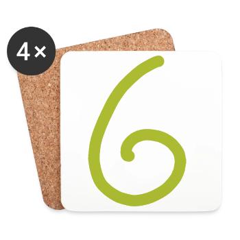 6 Numéro six chiffre vert Anniversaire - Dessous de verre (lot de 4) - blanc - Devant