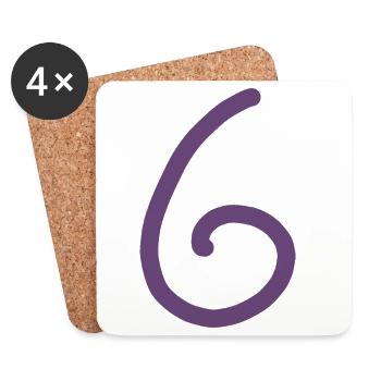 6 Numéro six numéro violet anniversaire - Dessous de verre (lot de 4) - blanc - Devant