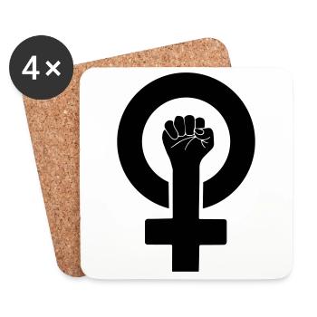 Women's Power Female Symbol | Color changeable - Coasters (set of 4) - white - Front