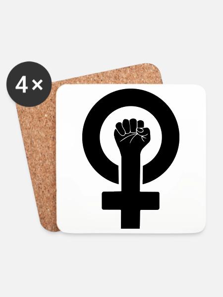 Frauenpower weiblich Symbol | Farbe änderbar - Untersetzer (4er-Set) - Weiß