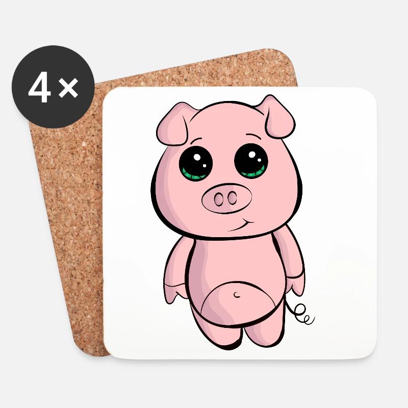 Kleines Babyschwein - Untersetzer (4er-Set) - Weiß