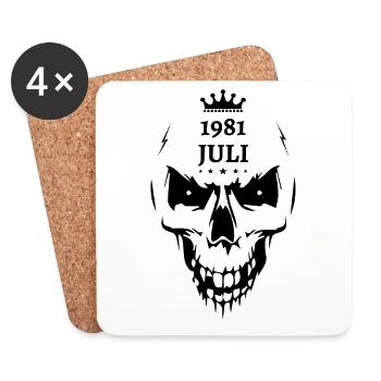 Juli 1981 Totenkopf - Untersetzer (4er-Set) - Weiß - Vorne