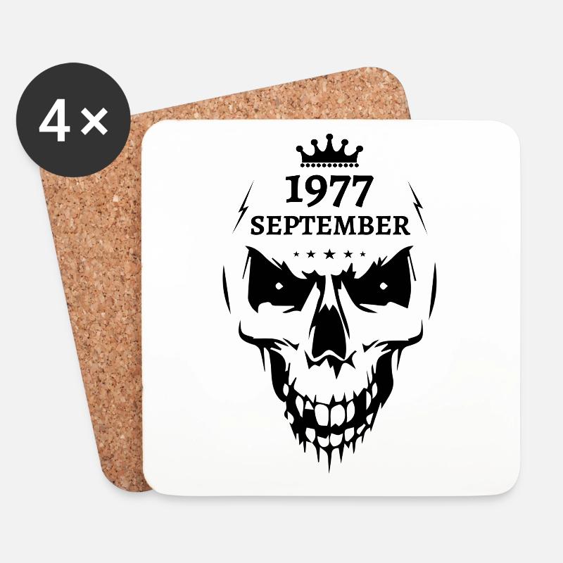 September 1977 Totenkopf - Untersetzer (4er-Set) - Weiß