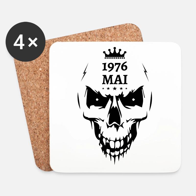 Mai 1976 Totenkopf - Untersetzer (4er-Set) - Weiß