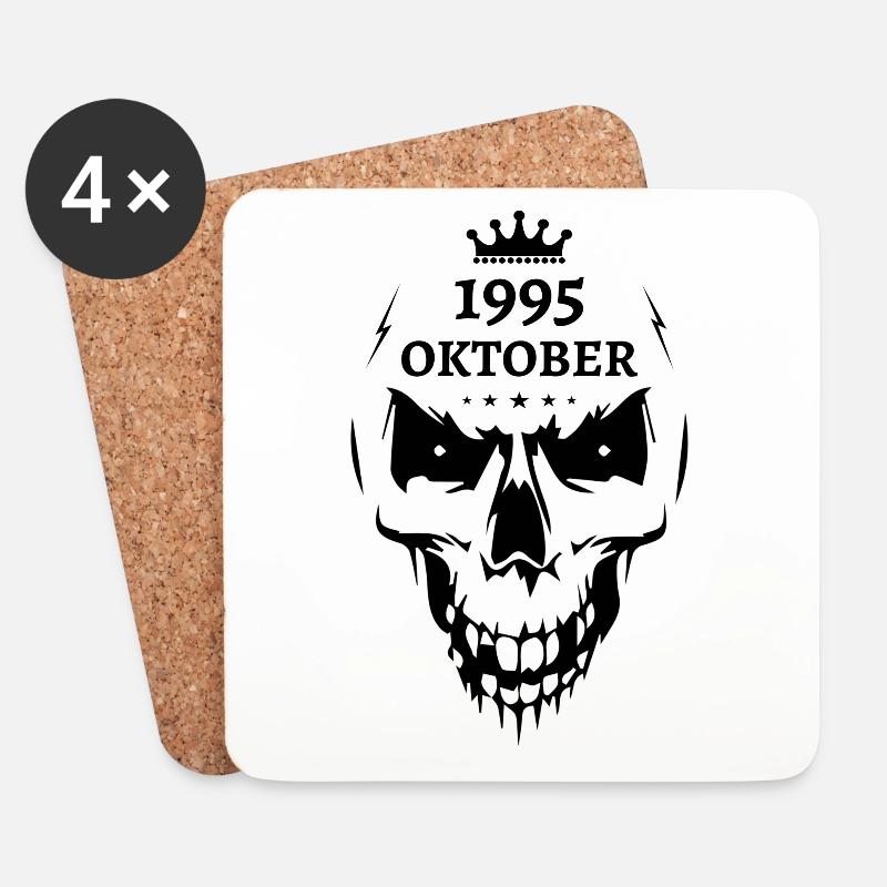 Oktober 1995 Totenkopf - Untersetzer (4er-Set) - Weiß