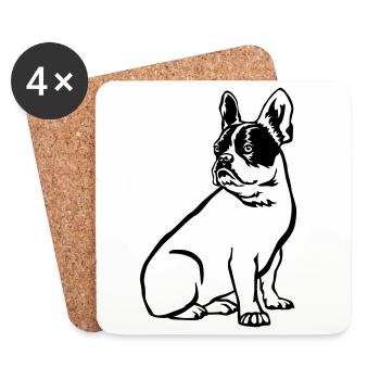 Français Bulldog - Dessous de verre (lot de 4) - blanc - Devant
