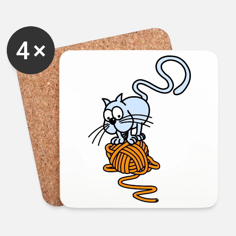 Cat ball - Coasters (set of 4) - white