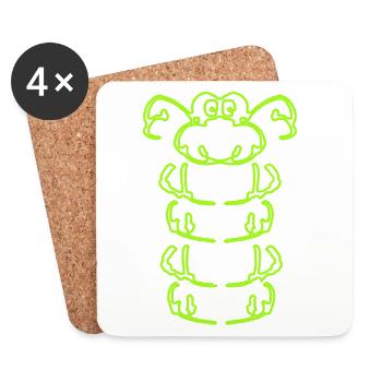 Chenille en vert - Dessous de verre (lot de 4) - blanc - Devant
