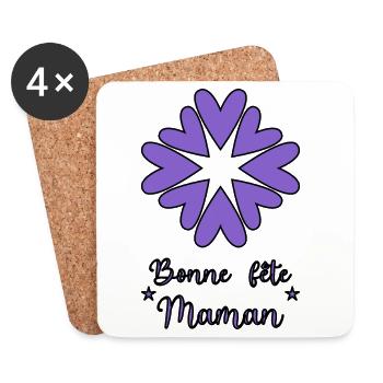 MAMAN. FÊTE DES MÈRES. BONNE FÊTE MAMAN. COEUR - Dessous de verre (lot de 4) - blanc - Devant