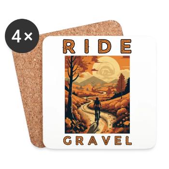 Ride Gravel Retro-style, riding a gravel bike - Coasters (set of 4) - white - Front