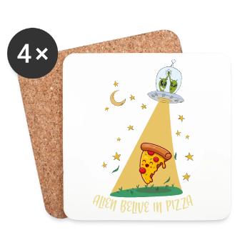 Außerirdische Pizza 2 - Untersetzer (4er-Set) - Weiß - Vorne