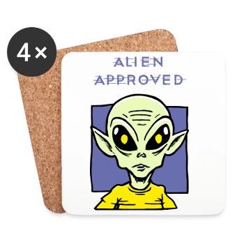 Alien Approved Yellow Eye Design - Coasters (set of 4) - white - Front
