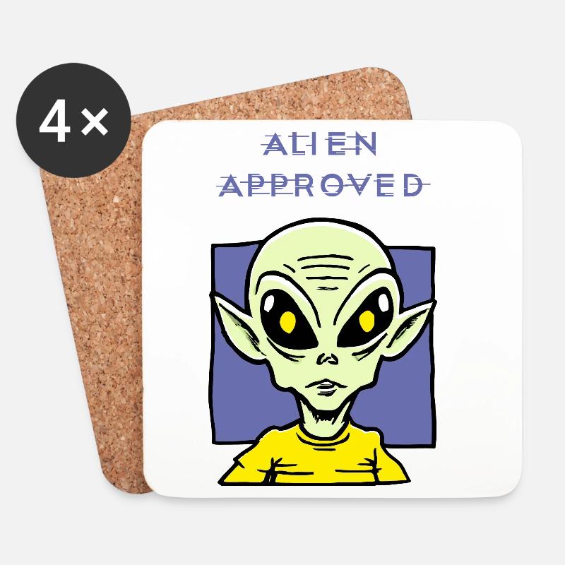 Alien Approved Yellow Eye Design - Coasters (set of 4) - white