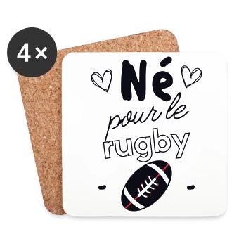 Né pour le rugby - Dessous de verre (lot de 4) - blanc - Devant