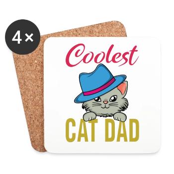 Coolest cat dad - Coasters (set of 4) - white - Front