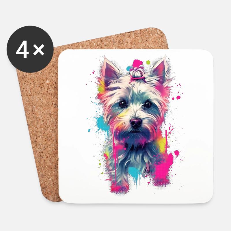 Yorkshire Terrier Welpe Hund - Untersetzer (4er-Set) - Weiß