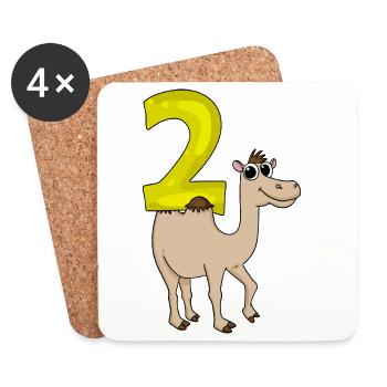 2 birthday 2 years old with animal motif - two - Coasters (set of 4) - white - Front