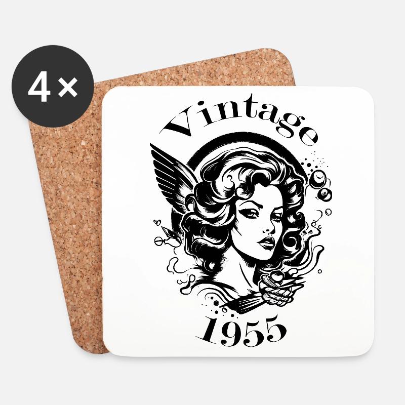 Vintage 1955 - Untersetzer (4er-Set) - Weiß