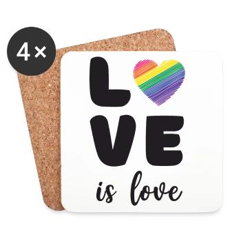 Pride Month - Liebe ist Liebe - Untersetzer (4er-Set) - Weiß - Vorne