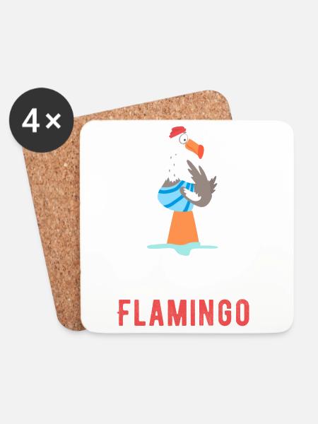 Küsten Flamingo - Untersetzer (4er-Set) - Weiß