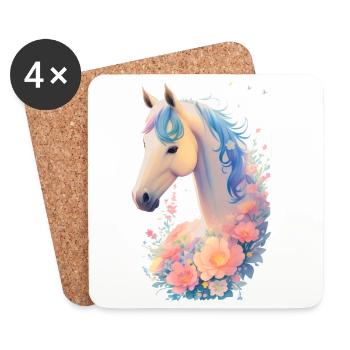 Cheval fleur - Dessous de verre (lot de 4) - blanc - Devant