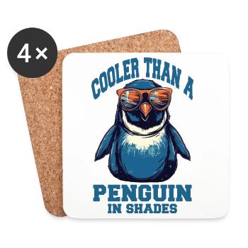 Cooler Pinguin mit Sonnenbrille - Untersetzer (4er-Set) - Weiß - Vorne