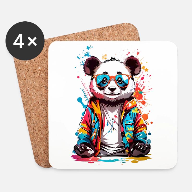 Coole Panda - Untersetzer (4er-Set) - Weiß