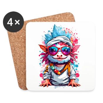 Coole Axolotl - Untersetzer (4er-Set) - Weiß - Vorne