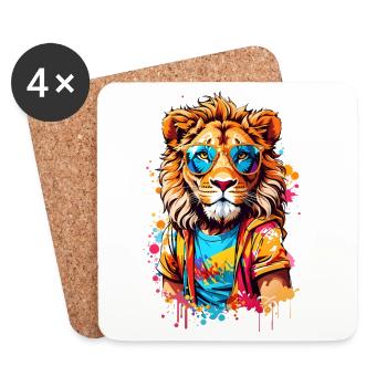 Cool Lion - Dessous de verre (lot de 4) - blanc - Devant