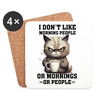 i dont like morning people Cat coffee - Untersetzer (4er-Set) - Weiß - Vorne