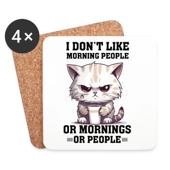 Je n’aime pas les gens du matin Café de chat - Dessous de verre (lot de 4) - blanc - Devant