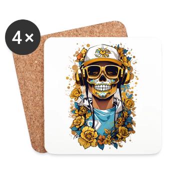 Golden Sugar Skull - Coasters (set of 4) - white - Front