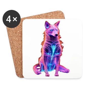Néon Cyberwolf Art Design - Dessous de verre (lot de 4) - blanc - Devant