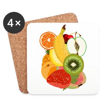 Salade de fruits - Dessous de verre (lot de 4) - blanc - Devant