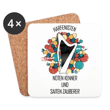 Harfe Geschenk Musikinstrument Musiker Zupfen - Untersetzer (4er-Set) - Weiß - Vorne