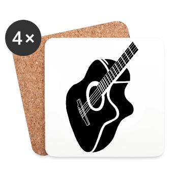 guitare noire - Dessous de verre (lot de 4) - blanc - Devant