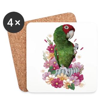 Red-headed parrot - Coasters (set of 4) - white - Front