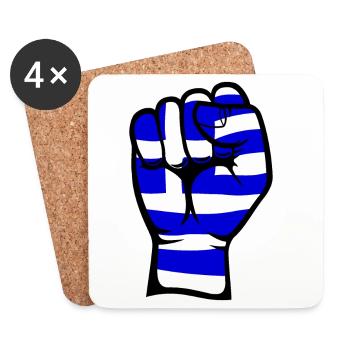 Griechenland Flagge Faust Hand Symbol - Untersetzer (4er-Set) - Weiß - Vorne