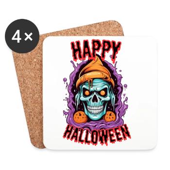 Horror Skull Halloween Design - Untersetzer (4er-Set) - Weiß - Vorne